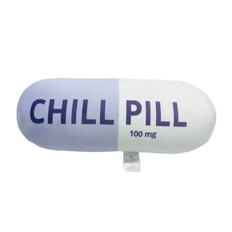 Αστεία Chill Pill Λούτρινο μαξιλάρι Χαριτωμένο καρτούν με γέμιση βελούδινο μαλακό μαξιλάρι καναπέ που αγκαλιάζει κούκλα υπνάκο Μαξιλάρι ύπνου Δώρο γενεθλίων