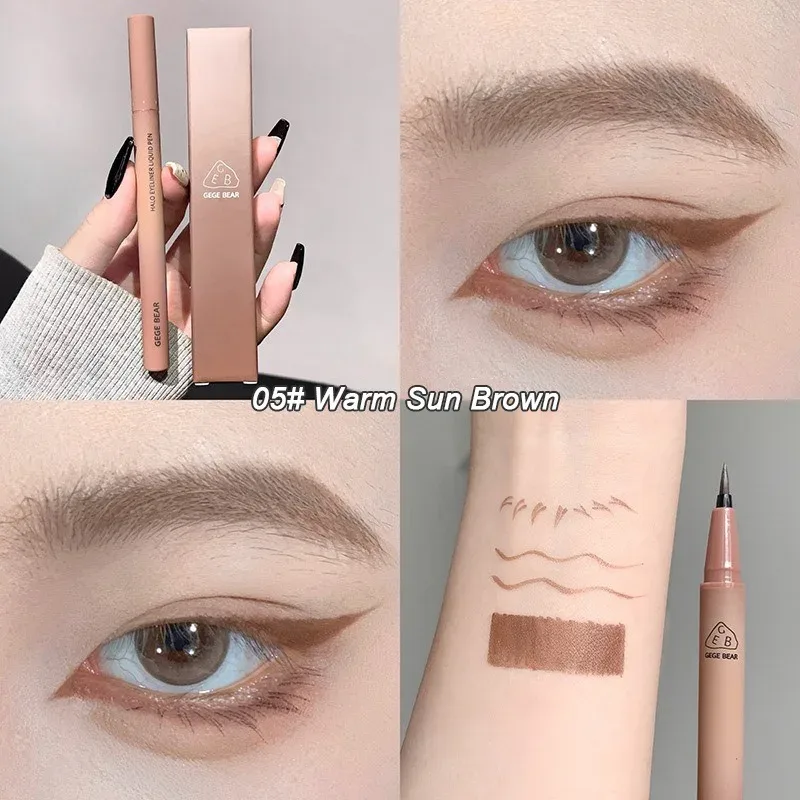 Αδιάβροχο Quick Dry Liquid Eyeliner Pen Ultra-fine Matte Black Brown Lasting Lying Silkworm Eyeliner Pencil Φυσικό Μακιγιάζ ματιών