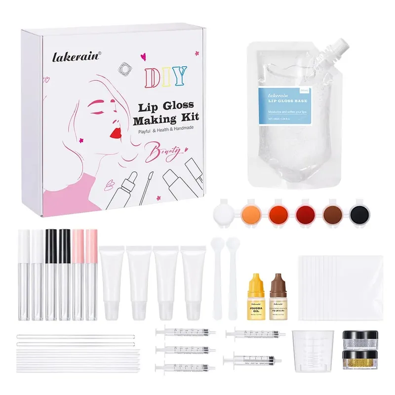 DIY Lip Gloss Kit 100ml Lip Gloss Base Powder Glitter Flavor Essence and Tube for Girl Gifts Lip Gloss Pack Set Cosmetics — image 2