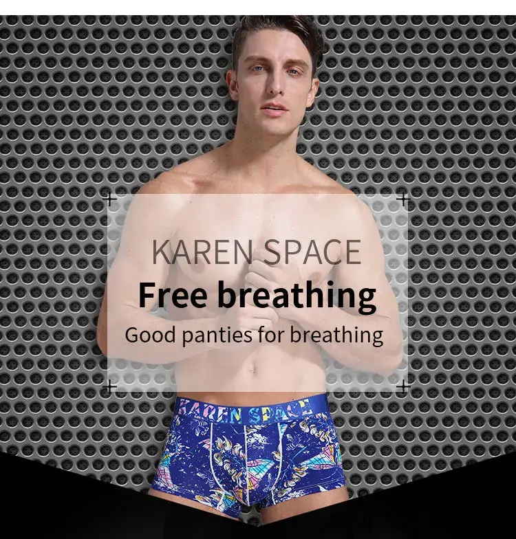 Erkek Nefes Buz Ipek Baskılı Boxer Külot Iç Çamaşırı Moda Erkek Külot Rahat Calzoncillo Hombre