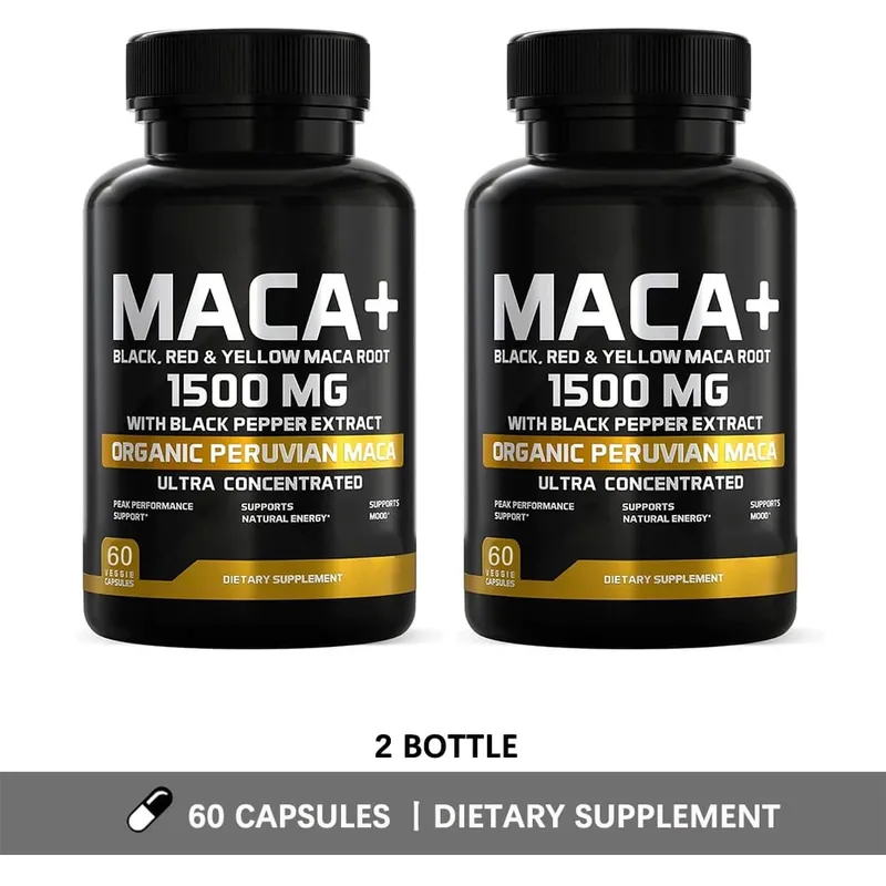 Βιολογικές κάψουλες Maca Root Powder 1500mg με Μαύρο+Κόκκινο+Κίτρινο Περουβιανό συμπλήρωμα ρίζας Maca για άνδρες και γυναίκες - Vegan χάπια — image 8