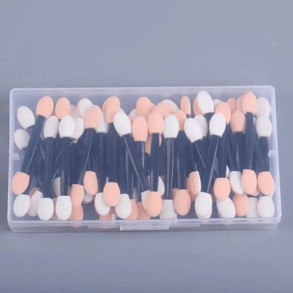 50/100/200/300/500PCS Dual Sides Oogschaduw Spons Applicators met Container Lengte Oogschaduw borstels Make-Up Applicator