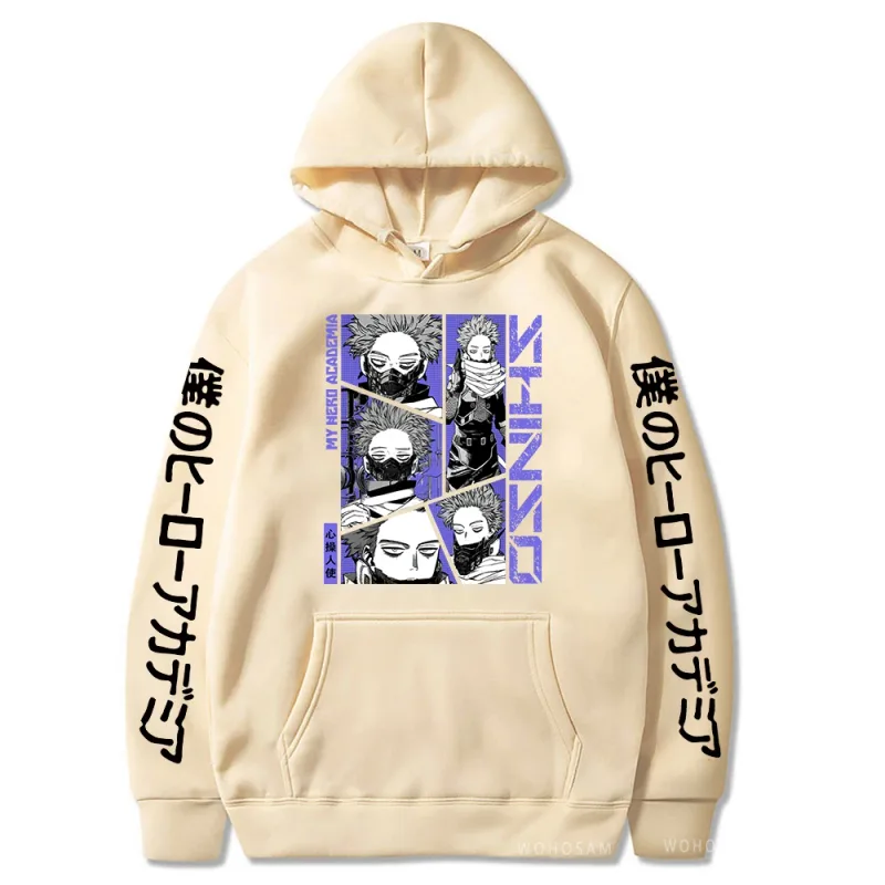 Sudaderas con capucha de My Hero Academia para hombre y mujer, suéter con estampado de Shinso Hitoshi, sudaderas con cuello redondo de estilo de dibujos animados Harajuku, Sudadera con capucha de calle para hombre y mujer — image 6