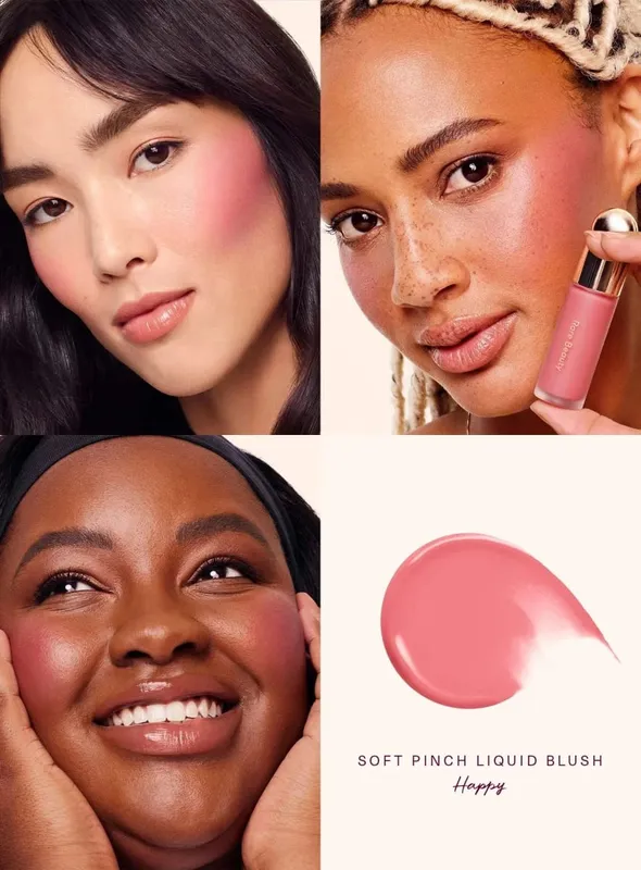 Rare Beauty Liquid Blush Natural Glow αναμειγνύεται εύκολα ενώ το Velvet Blush Stick αδιάβροχο, ανθεκτικό στον ιδρώτα, ελαφρύ μακρύ μακιγιάζ