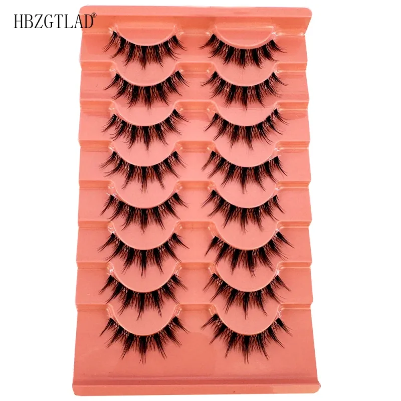 7/8PairsCat Eye Eyelashes manga Lashes 3D Clear Band Lashes naturalHalf Lashes End Eye Eyelonged Mink Eyelashes Αφράτες βλεφαρίδες — image 30