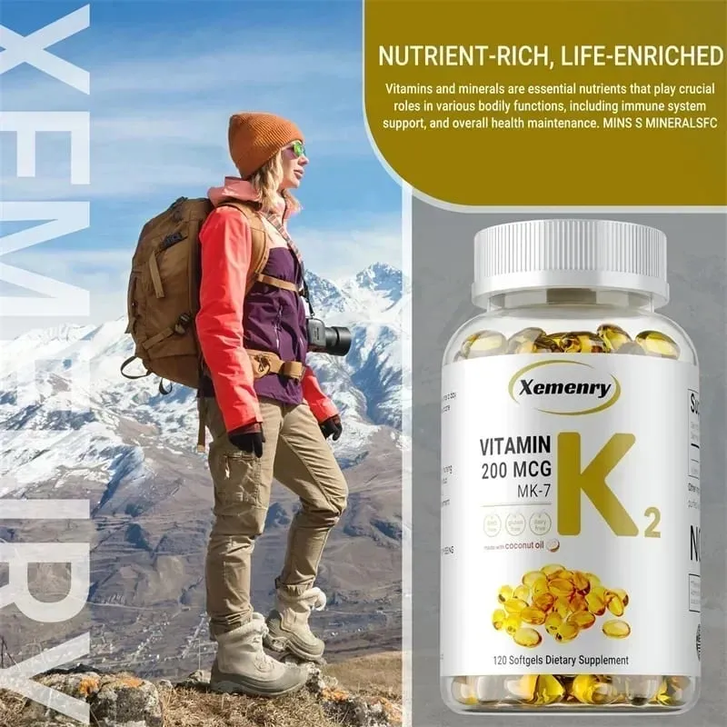 Vitamin K2 MK-7 Supplement - Supports Calcium Absorption Bones Joint Immunity and Heart Health Easy To Swallow