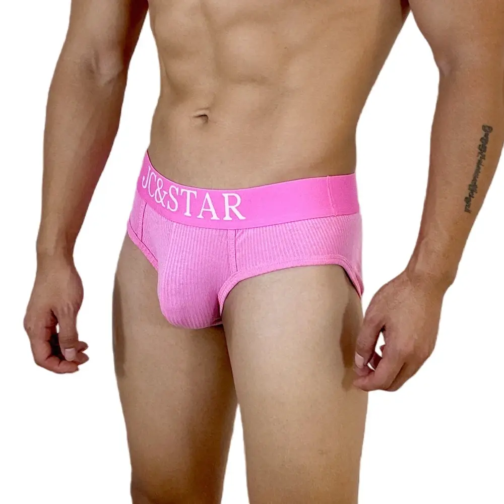 Athletic High Cut Design Sexy Man's Underwear Briefs Underpants Ribbed Cotton Sports Comfort Men Bikini Slip Men's Tanga Briefs