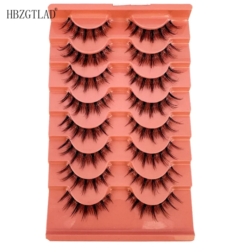7/8PairsCat Eye Eyelashes manga Lashes 3D Clear Band Lashes naturalHalf Lashes End Eye Eyelonged Mink Eyelashes Αφράτες βλεφαρίδες — image 13