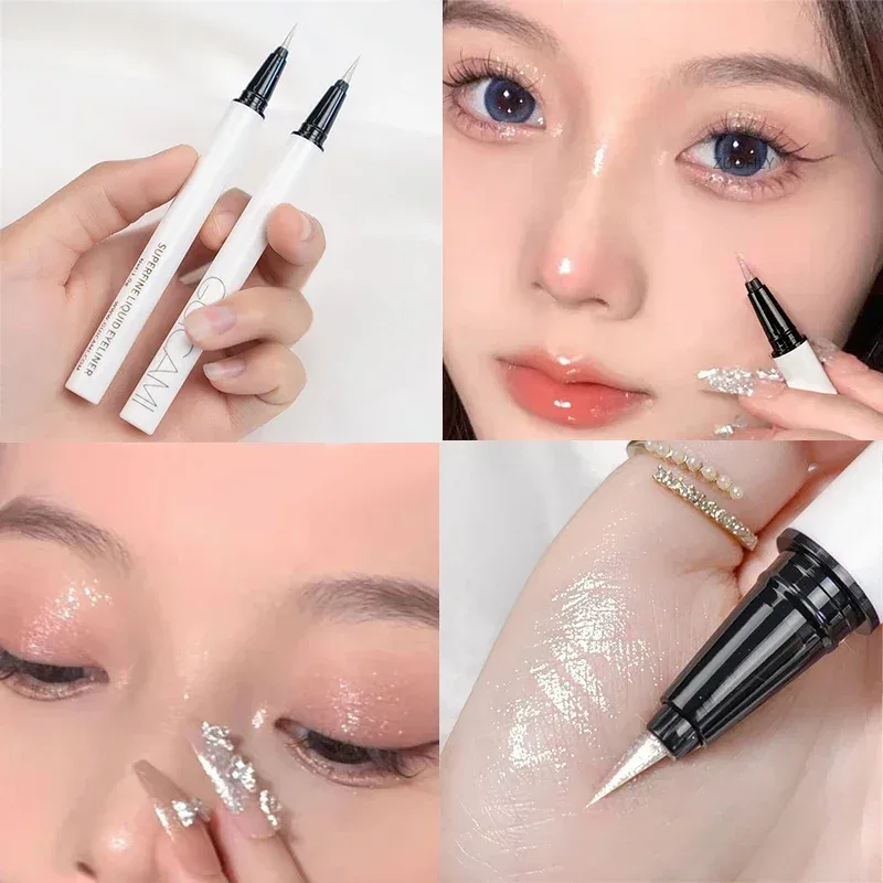 Pearlescent White Liquid Eyeliner Pen Waterproof Non-dizzy Eye Liner Shadow Pen Fast-drying Lasting Shiny Lying Silkworm Pencil