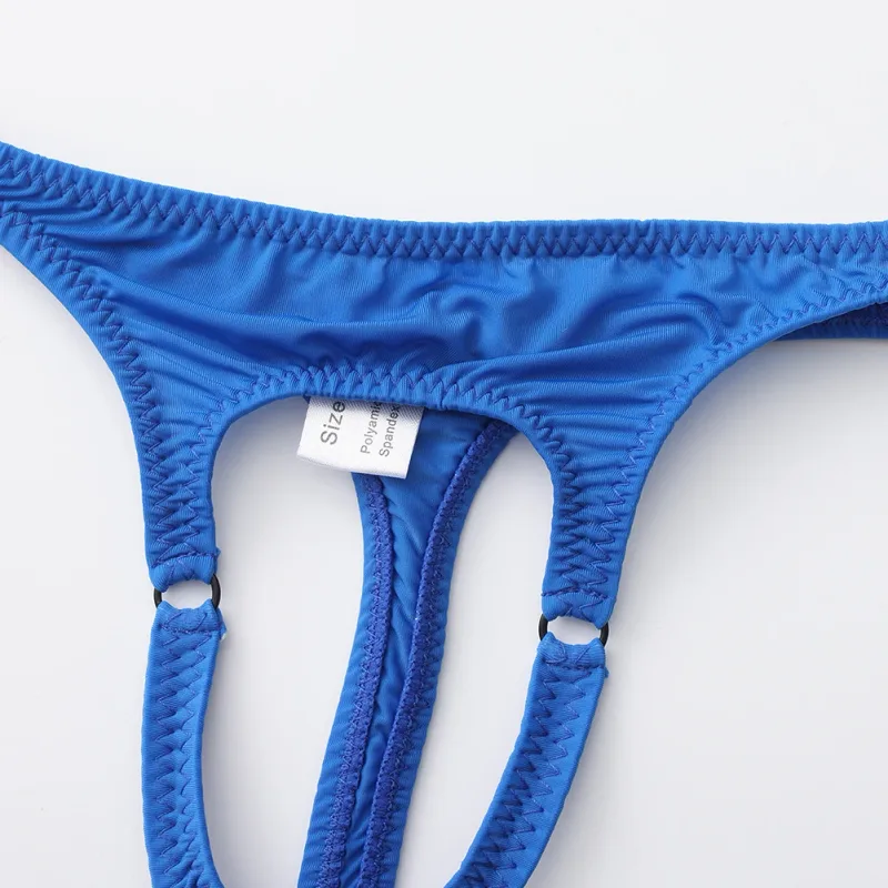 Sexy Men Underwear Thongs with Front Open Pouch Low Rise Fit High Elastic Stretch for Club Party 95%Polyester+5%Spandex