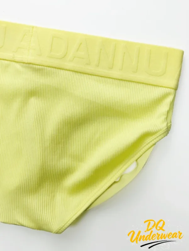 1 pz slip maschili a coste tinta unita ADANNU logo in rilievo elastico in vita stretch comfort quotidiano bikini mutande AD759 — image 3