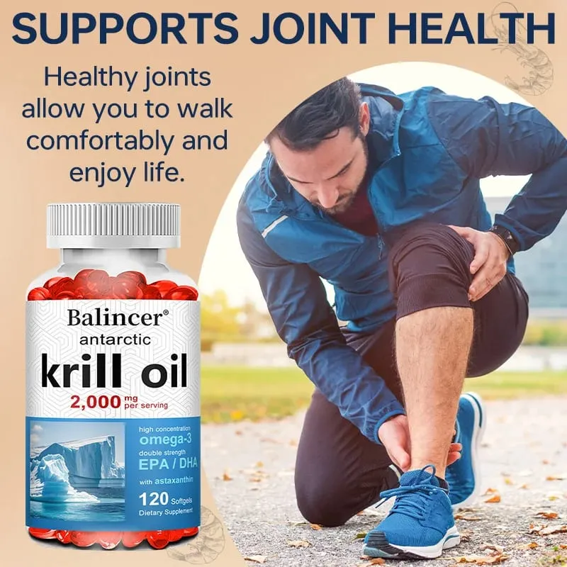Συμπλήρωμα Antarctic Krill Oil 2000mg 3X Strength Natural Source of Omega-3s EPA 240mg + DHA 160mg + Astaxanthin 800mcg