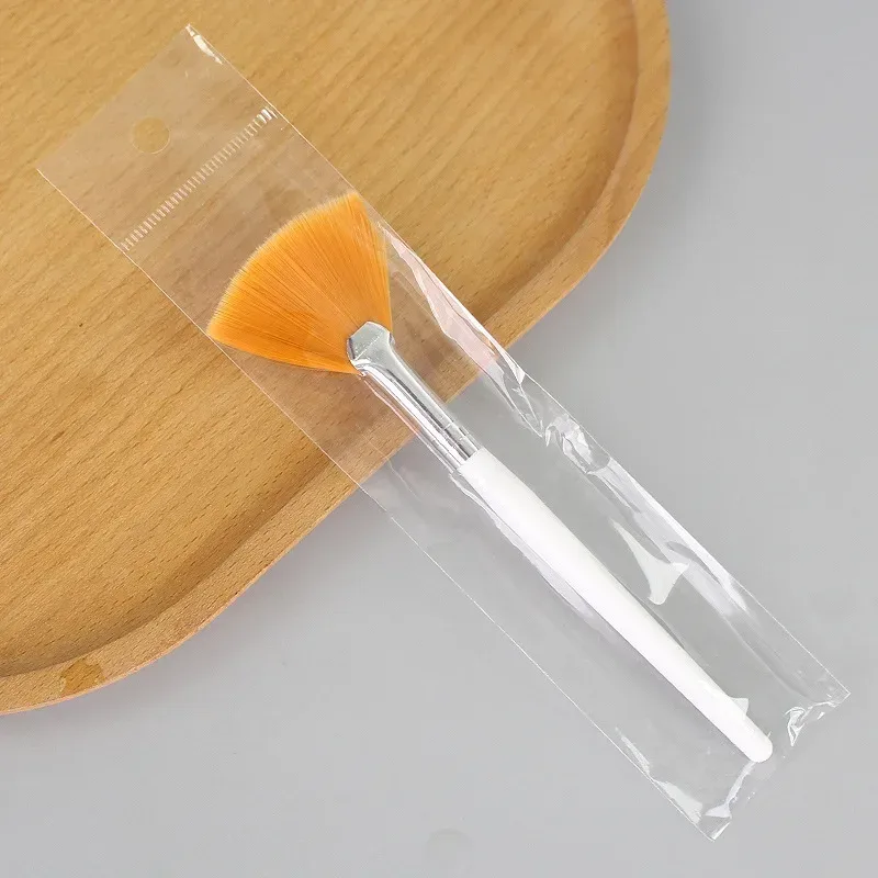 5 stuks ventilatorborstels gezichtsborstels zachte make-upborstel cosmetisch applicatorgereedschap houten handvat en zachte vezel voor schilmasker — image 8