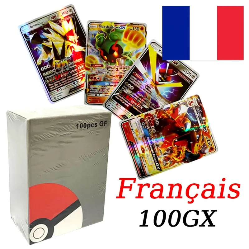 Francia változatú Pokemon kártyák VMAX V EX GX MEGA Carte Collection Battle Trainer Gyermek karácsonyi játékok Ajándék