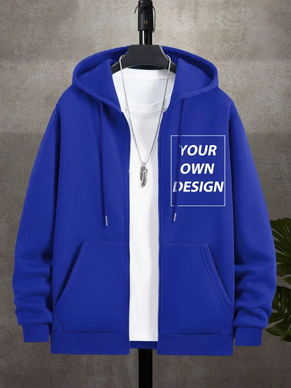 Sweat à capuche à fermeture éclair pour hommes, personnalisé, imprimé personnalisé, mode décontractée, manteau ample pour jeunes, vêtements de sport de base sur le campus, haut de poche de rue, M-3XL