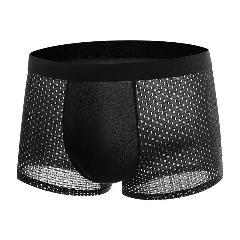 4pcs Men's Underwear Ice Feel Mesh Men Boxershorts Plus Size Panties Solid Sexy Men Boxer Summer Breathable Intimate Underpants