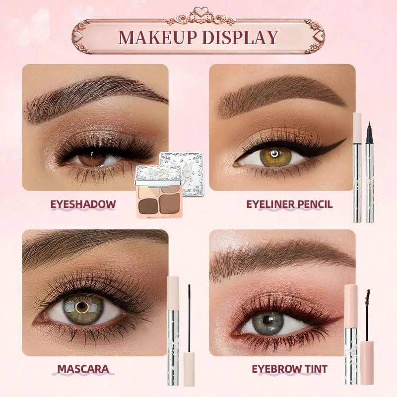 Πολυτελές σετ μακιγιάζ Pink Butterfly Cosmetic Kit Eyeshadow Palette Lip Tint Blush Mascara Eyeliner Highlighter Beauty Makeup Δώρο