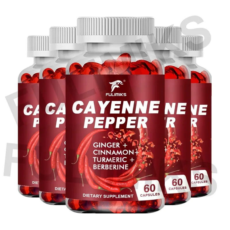 Cayenne Pepper Capsules Supports Cardiovascular Health Improves Digestion & Blood Circulation Capsaicin Supplement Softgels