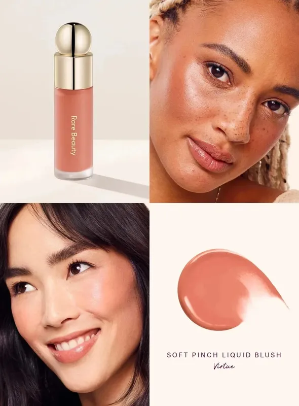 Rare Beauty Liquid Blush Natural Glow αναμειγνύεται εύκολα ενώ το Velvet Blush Stick αδιάβροχο, ανθεκτικό στον ιδρώτα, ελαφρύ μακρύ μακιγιάζ