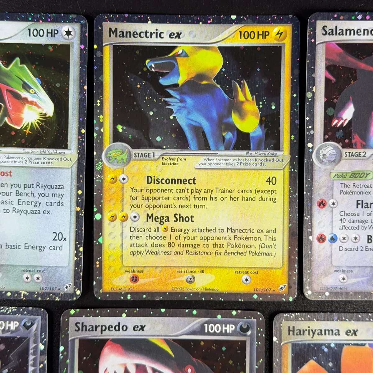Κάρτες μεσολάβησης Pocket EX Deoxys Crobat Jirachi Latios Sharpedo Salamence Hariyama Deoxys Rayquaza Cosmos Holo Gold Star UR — image 5