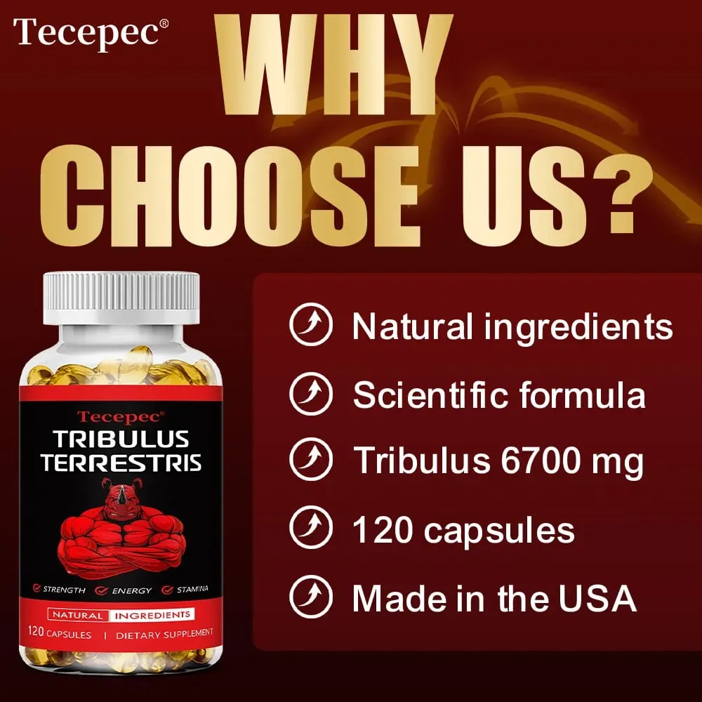 Tribulus Extract Capsules For Men - Extra Strength 6700 Mg - Energy Endurance & Natural Energy Non-GMO