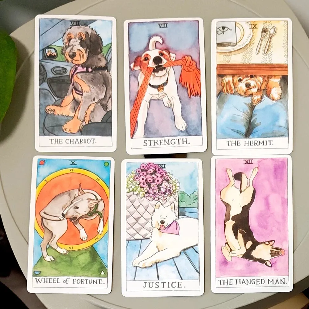 10,3*6cm Dog Tarot Deck 78 Cards based on Rider Waite System Cute Canine Watercolor Illustrations - Unique Dog Lover Gift — image 2
