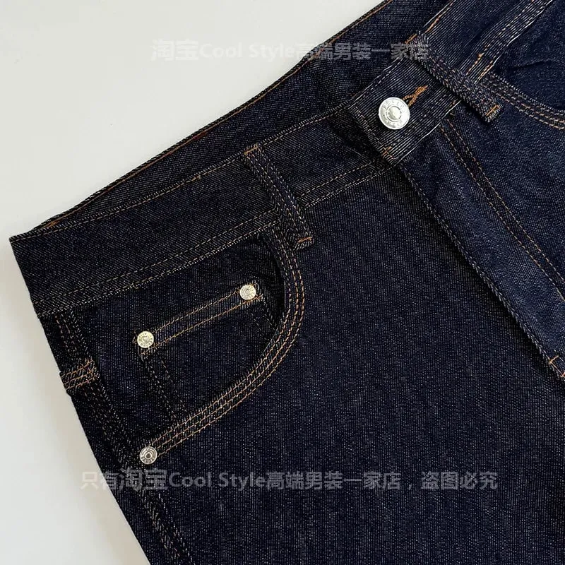 Ελαφρύ πολυτελές trend high-end τζιν ανδρικό slim fit μικρά πόδια ευέλικτο ελαστικό αρχικό χρώμα τζιν μακρύ παντελόνι — image 4