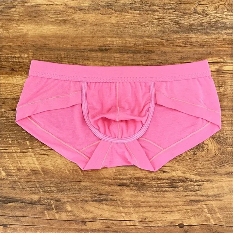 Men's Sexy Modal Pink Underwear Simple and Comfortable U Convex Pouch Briefs Low Waist Slim Fit Plus Size Male Underpants L-XXXL — image 1