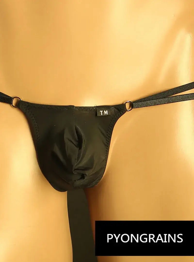 남자 조정 가능한 금속 O-링 더블 얇은 스트랩 비키니 팬티 낮은 상승 부드러운 얼음 실크 3D U 볼록한 주머니 섹시한 남성 속옷 — image 8