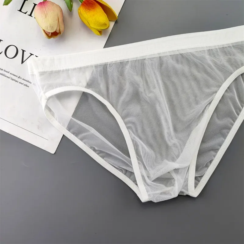 Plus Size Transparent Underwear See Through Sexy Briefs para sa Mga Lalaki na may Pouch Nylon Hombre Slips Breathable Male Panties XL-4XL — image 19