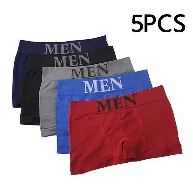 Bộ 5 Quần Sịp Boxer Nam Đàn Hồi Cao Thoáng Khí Quần Lót Cotton Mềm Mại Co Giãn Quần Short Màu Trơn Thoải Mái Quần Lót 3256812862724852 — image 4