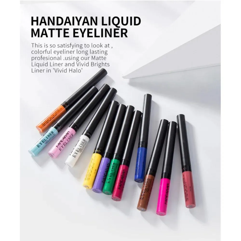 12 Colors Waterproof Eyeliner Pen Set Matte Long Lasting 24 Hours Fluorescent Eye Liner Pencils for Face Makeup Decoration