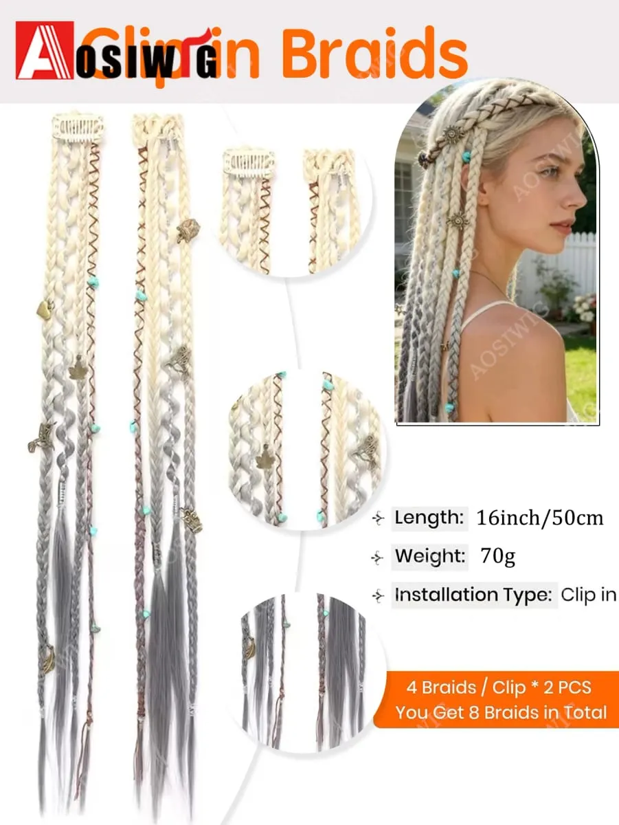 Ombre Synthetic Boho-style Μικρές στριφτές πλεκτές κοτσίδες για γυναικείες πλεξούδες περούκα BB Clip-on Spicy Girl Brown Boxing braids — image 4