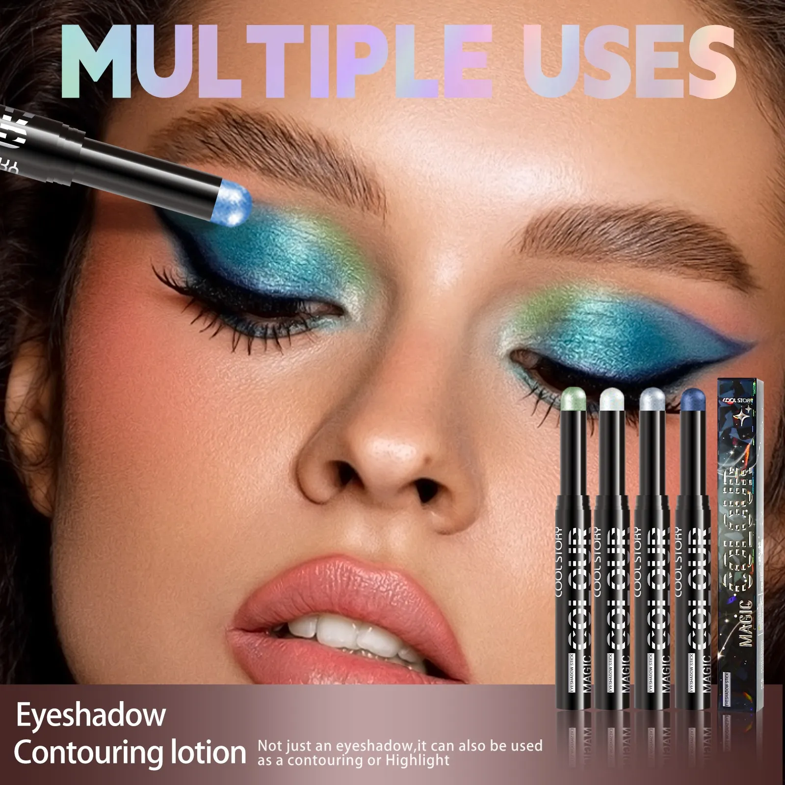 2 σε 1 Eyeshadow Lipstick Stick Pencil Waterproof Glitter Brighten Matte Eye Shadow Makeup Pigment Eyeshadow Pen