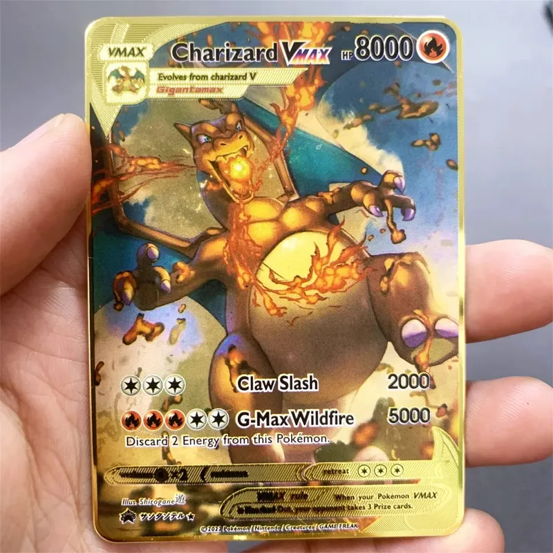 Tiếng Anh Kim Loại Pokemon Thẻ DIY Arceus Mewtwo Charizard Pikachu Sắt Sáng Bóng Pokémon GX Vmax EX Trò Chơi Trẻ Em Bộ Sưu Tập Thẻ Đồ Chơi Quà Tặng