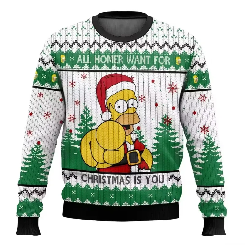outono e inverno de volta ao futures suéteres feios de Natal, camisas de anime de desenho animato per homens e mulheres, roupas
