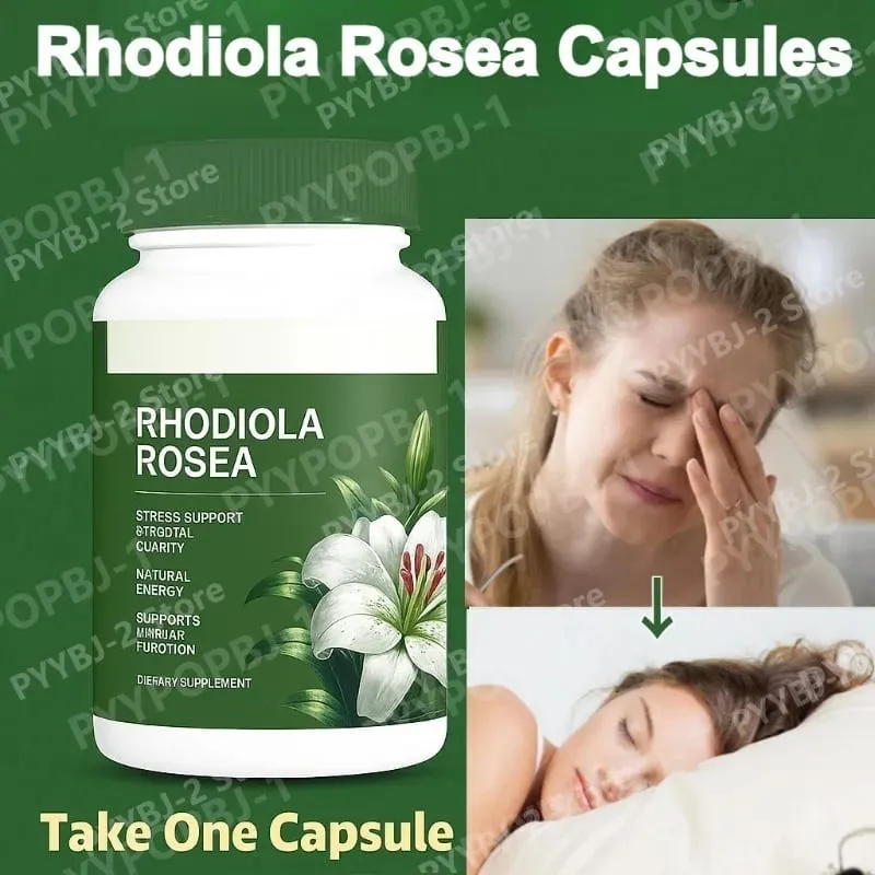 60 Pieces Rhodiola Rosea Capsules 500mg Natural Herbaceous Plants Supplement for Daily Stress Support & Energy Balance Health