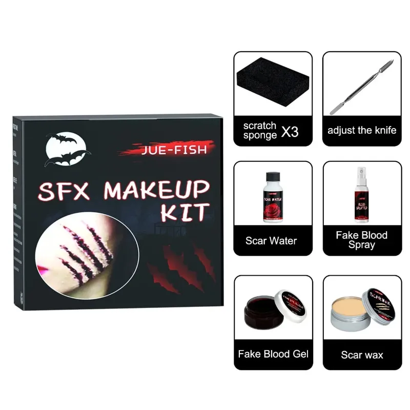 Halloween Face Painting Set Τσάντα μακιγιάζ Ειδικά εφέ Halloween Horror Cosplay Skin Wax Plasma Scar Painting Εργαλεία μακιγιάζ — image 4