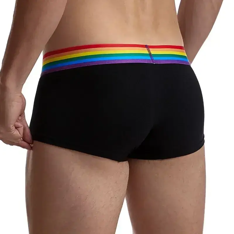 Cintura arcobaleno Mutande da uomo Boxer da uomo in cotone Boxer da uomo Intimo traspirante da uomo Mutandine da uomo Boxer morbidi Balck White — image 9