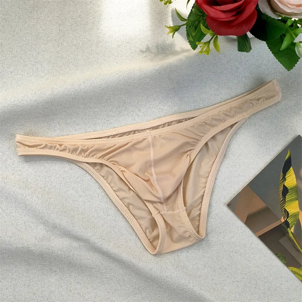 Men's Ultra-low Waist Bugle Pouch Bikini Briefs Sexy Tight Transparent Underwear Male Ice Silk Ultra-thin Underpants Plus Size — image 6