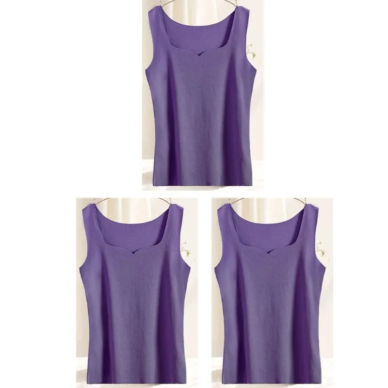 3db Női Thermal Felső Lány Nyommentes Egyszínű Mellény Alapréteg Meleg Tankfelső Őszi Téli Női Szexi Vékony Camisole — image 14