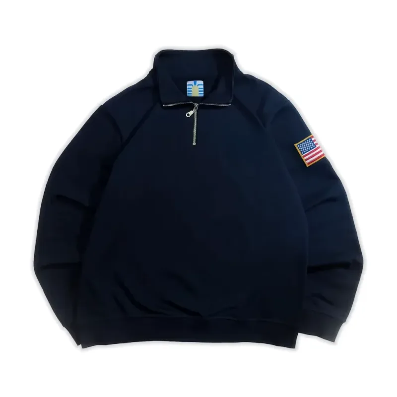 Sweat-shirt à capuche brodé drapeau américain Y2K pour homme, bleu marine et blanc, pull à manches patchs, Streetwear décontracté
