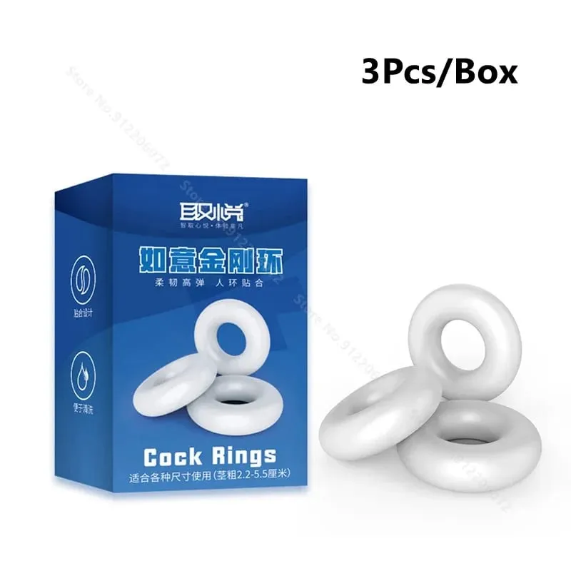 3PCS Durable Silicone Cock Rings Flash In The Night Lock Penis Ring Sex Toys For Men Male Delay Ejaculation Scrotum Lock Ring — image 22