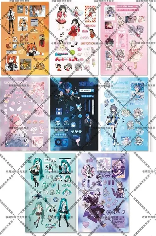 Hatsune Miku -Project DIVA- Matrica Hatsune Miku Kagamine Rin/Len Anime Perifériás folyóirat anyaga matrica 8 lapos új ajándékok