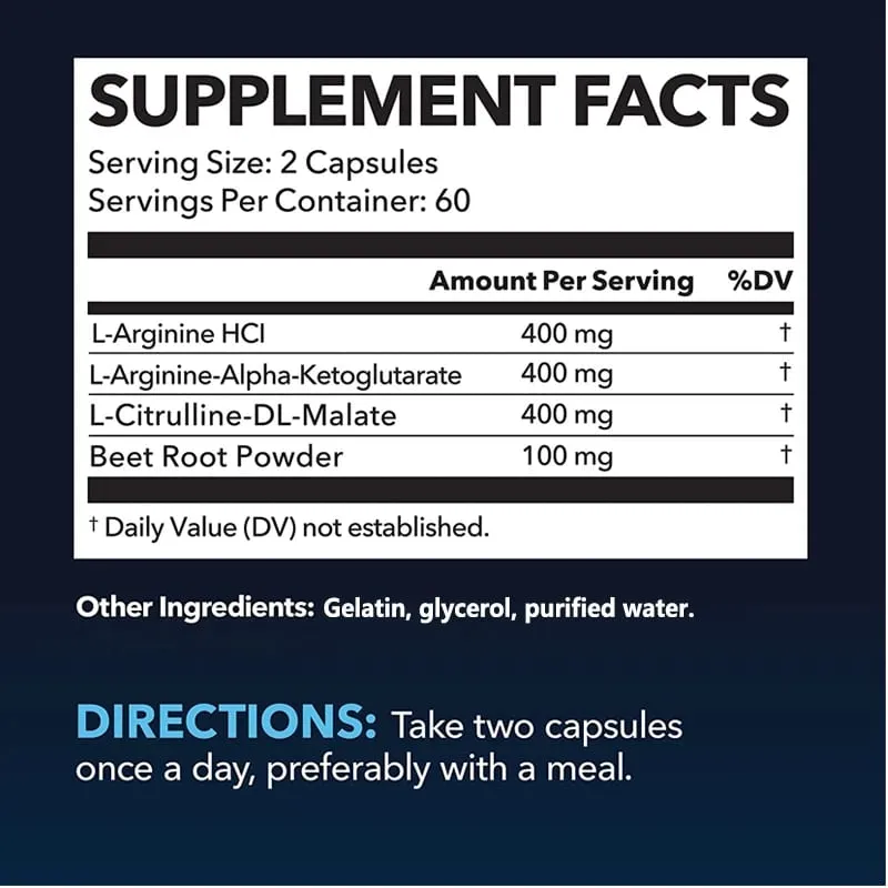 Daitea L-Arginine Supplement - For energy strength and endurance support during exercise | Muscle Mass Non-GMO