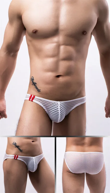Calzoncillos para hombre, ropa interior con agujeros transpirables de verano, ropa interior convexa en U, ropa interior fina de cintura baja para hombre, Calzoncillos antideslizantes