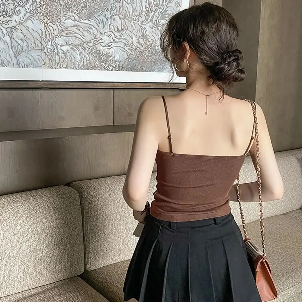 Kényelmes, légáteresztő csipke camisole pántos melltartó, egyszínű vágás felső szexi stílusú, vezeték nélküli nyári felső — image 3