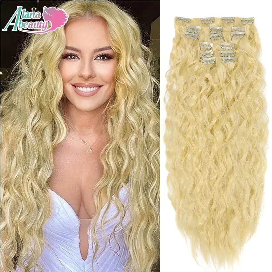 Alana 28inch Synthetic Long Water Curly Clip In Hairpieces Hair Extensions Kinky Curly Clip-in Hair Heat Resistant Organic Fiber — image 13