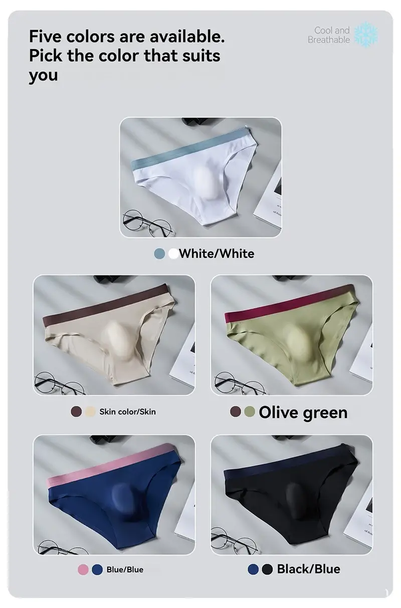 Sexy Men's Panties Seamless Ice Silk Ultra-thin Briefs Quick Drying Breathable Underpants 3D Bulge Pouch Underwear Cueca Homme