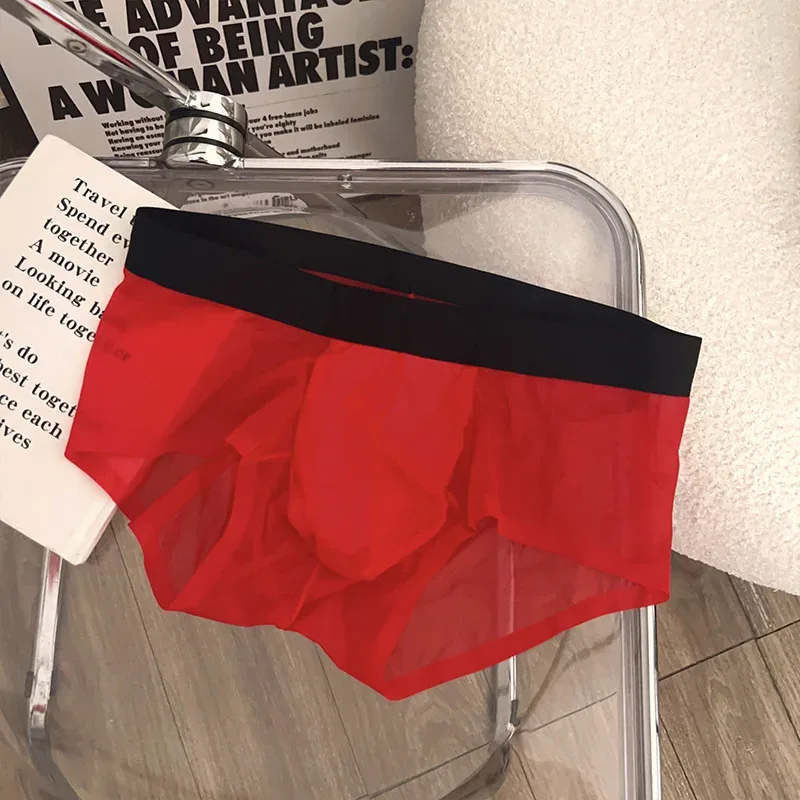 Transparent Men's Briefs Ultra-thin Ice Silk Quick Dry Panties Sexy U Bulge Pouch Man Underwear Breathable Underpants Cuecas